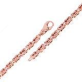 14k Rose Gold Solid Square Byzantine Bracelet Link Chain 7" 4.7mm 20.5 grams - Rose,7"