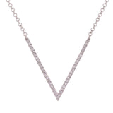14k White Gold Diamond V Arrow Charm Pendant Necklace Adjustable 16"-22"