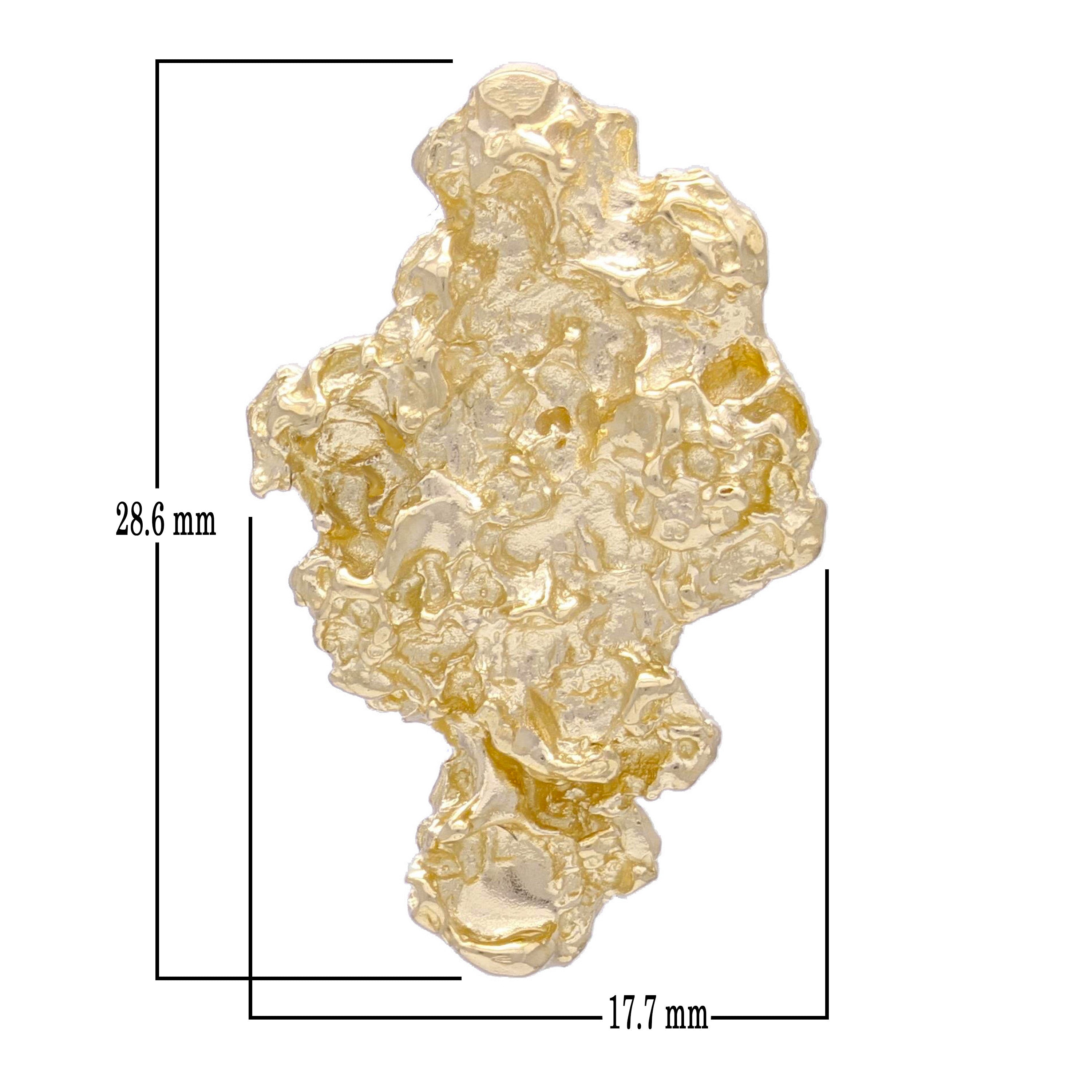 10k Yellow Gold Solid Free Form Nugget Charm Pendant 1.1" 4.5 grams - Yellow