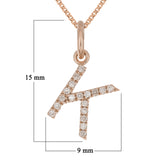 14k Rose Gold Diamond Initial Letter K Charm Pendant Necklace 18" - Letter K,Rose