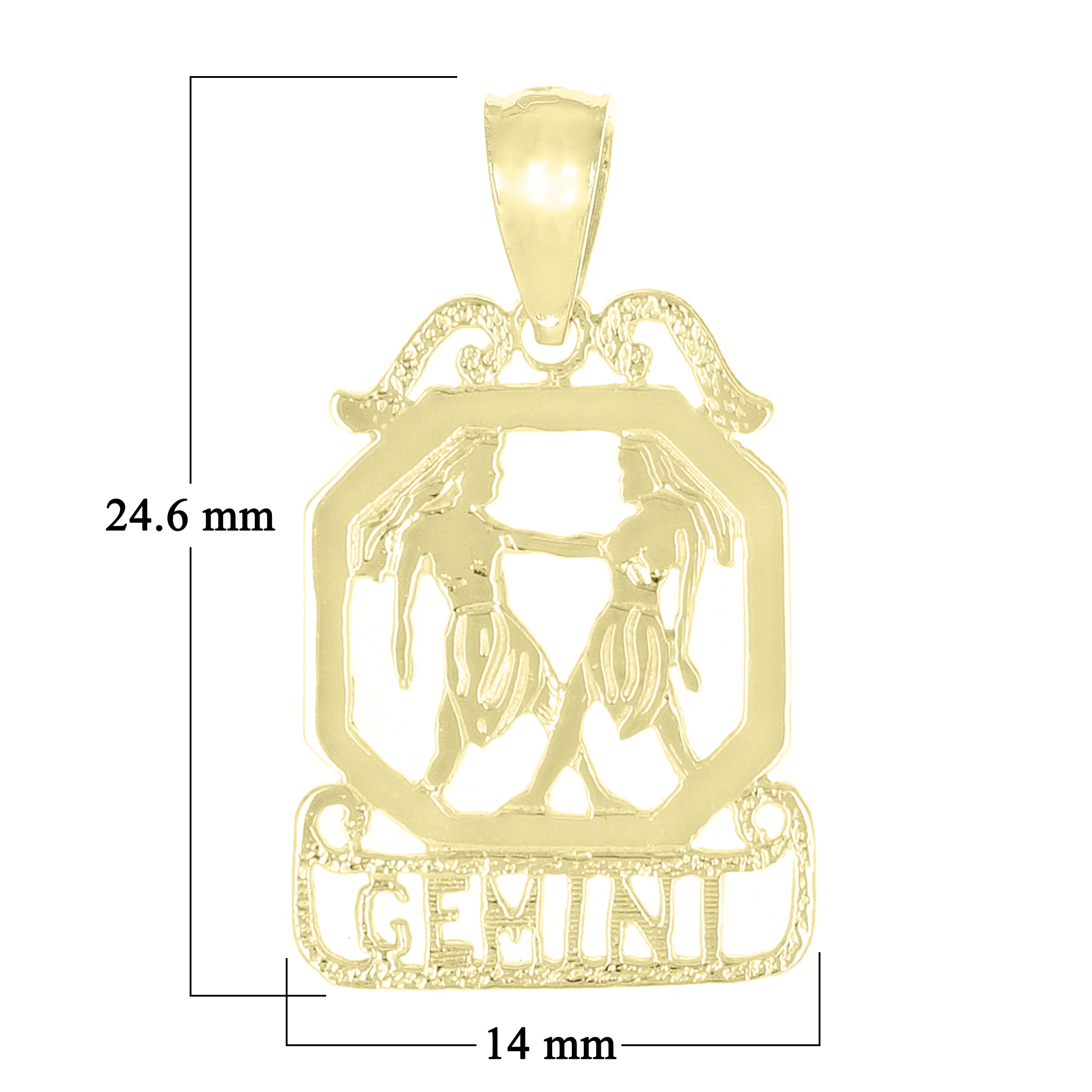 14k Yellow Gold Diamond Zodiac Sign Gemini Pendant - Gemini,Yellow