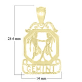 14k Yellow Gold Diamond Zodiac Sign Gemini Pendant - Gemini,Yellow
