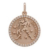 14k Rose Gold  Diamond Zodiac Sign Aquarius Pendant - Aquarius,Rose