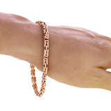 14k Rose Gold Solid Square Byzantine Bracelet Link Chain 7" 4.7mm 20.5 grams - Rose,7"