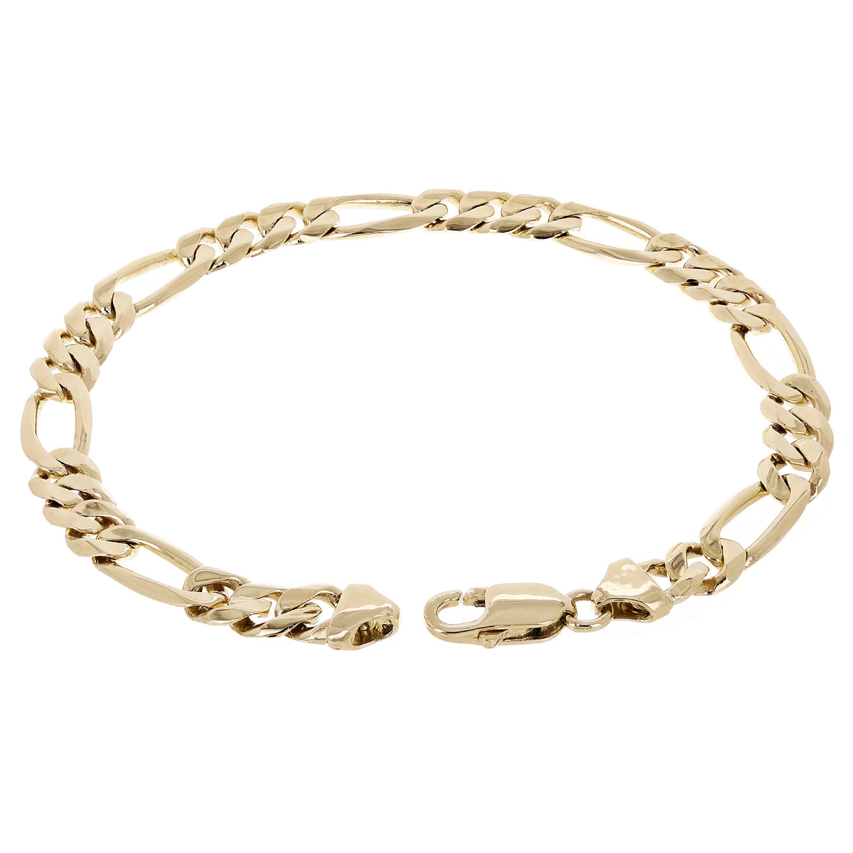 Men's 14k Yellow Gold Figaro Chain Bracelet Various Lengths