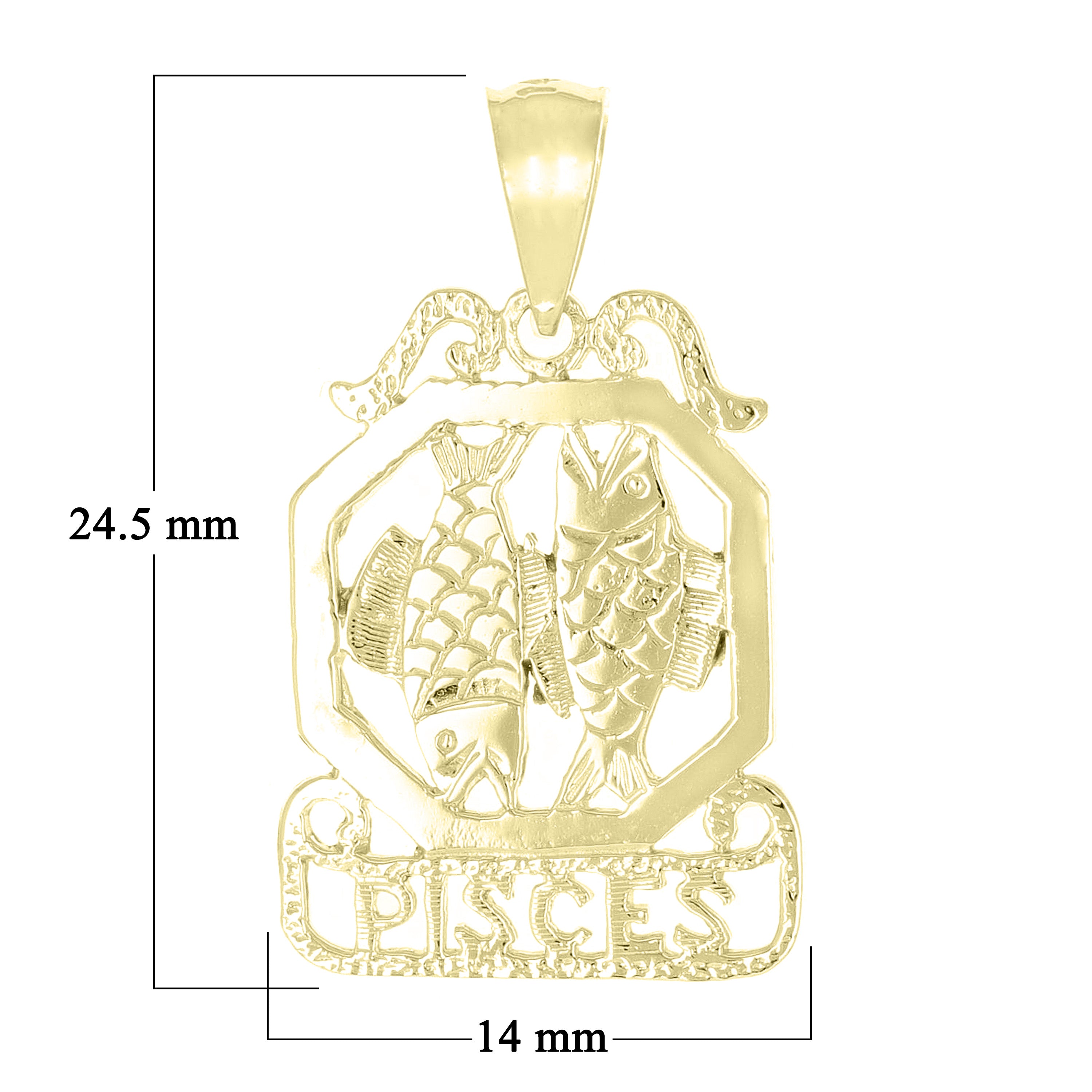 14k Yellow Gold Diamond Zodiac Sign Pisces Pendant - Pisces,Yellow