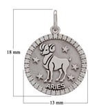 14k White Gold  Diamond Zodiac Sign Aries Pendant - Aries,White