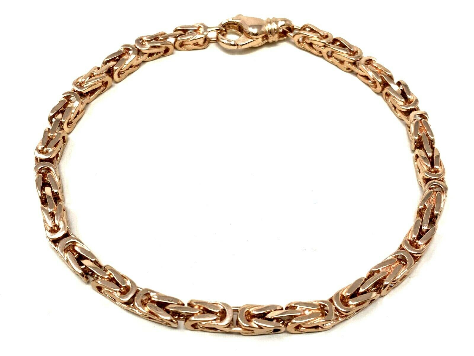 14k Rose Gold Solid Square Byzantine Bracelet Link Chain 9" 4.7mm 27 grams - Rose,9"