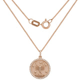 14k Rose Gold  Diamond Zodiac Sign Scorpio Pendant Necklace 18" - Scorpio,Rose