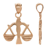 14k Rose Gold Scales of Justice Libra Zodiac Sign Charm Pendant 1" 3.7 grams - Rose