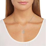14k White Gold Diamond Peace Sign Pendant Necklace 18" - White