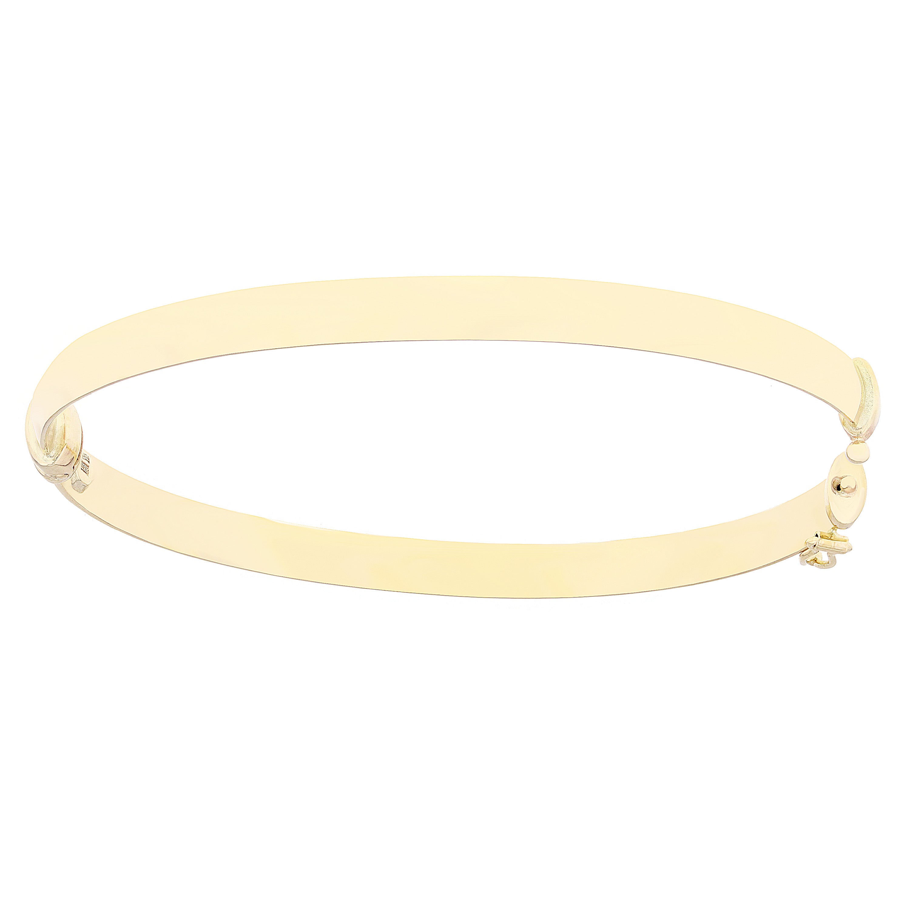 Italian 14k Yellow Gold Polished Rounded Hollow Bangle Bracelet 7" 5mm