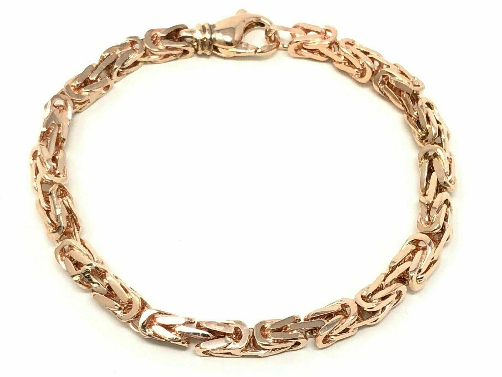 14k Rose Gold Solid Square Byzantine Bracelet Link Chain 8" 4.7mm 23.5 grams - Rose,8"