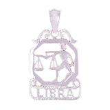 14k White Gold  Diamond Zodiac Sign Libra Pendant - Libra,White