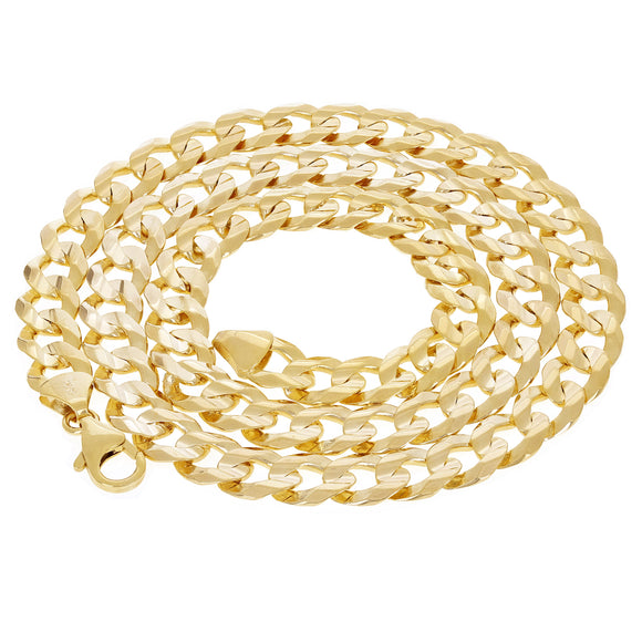 Italian 14k Yellow Gold Solid Concave Curb Cuban Chain Necklace 20