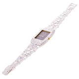 925 Sterling Silver Nugget Link Watch Bracelet Geneve with Diamond 7-7.5" 44g