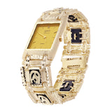 10k Yellow Gold Horse Shoe Black Onyx Bracelet Geneve Diamond Watch 8" 71.3grams - 71.3 grams