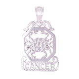 14k White Gold  Diamond Zodiac Sign Cancer Pendant - Cancer,White