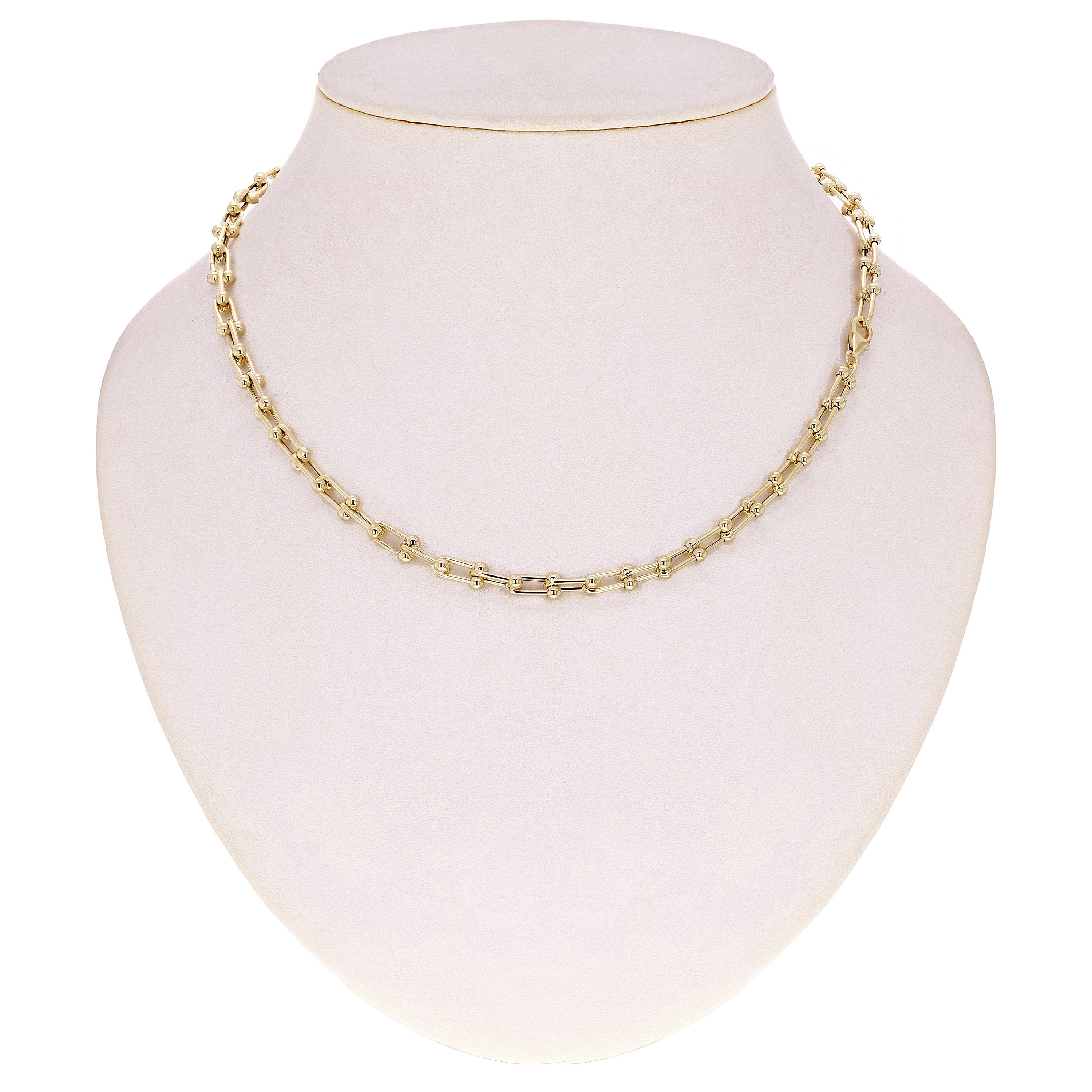 Italian 14k Yellow Gold Solid U Shape Hardwear Link Necklace 18" 6mm 18 grams - Yellow 6mm 18" 18 grams