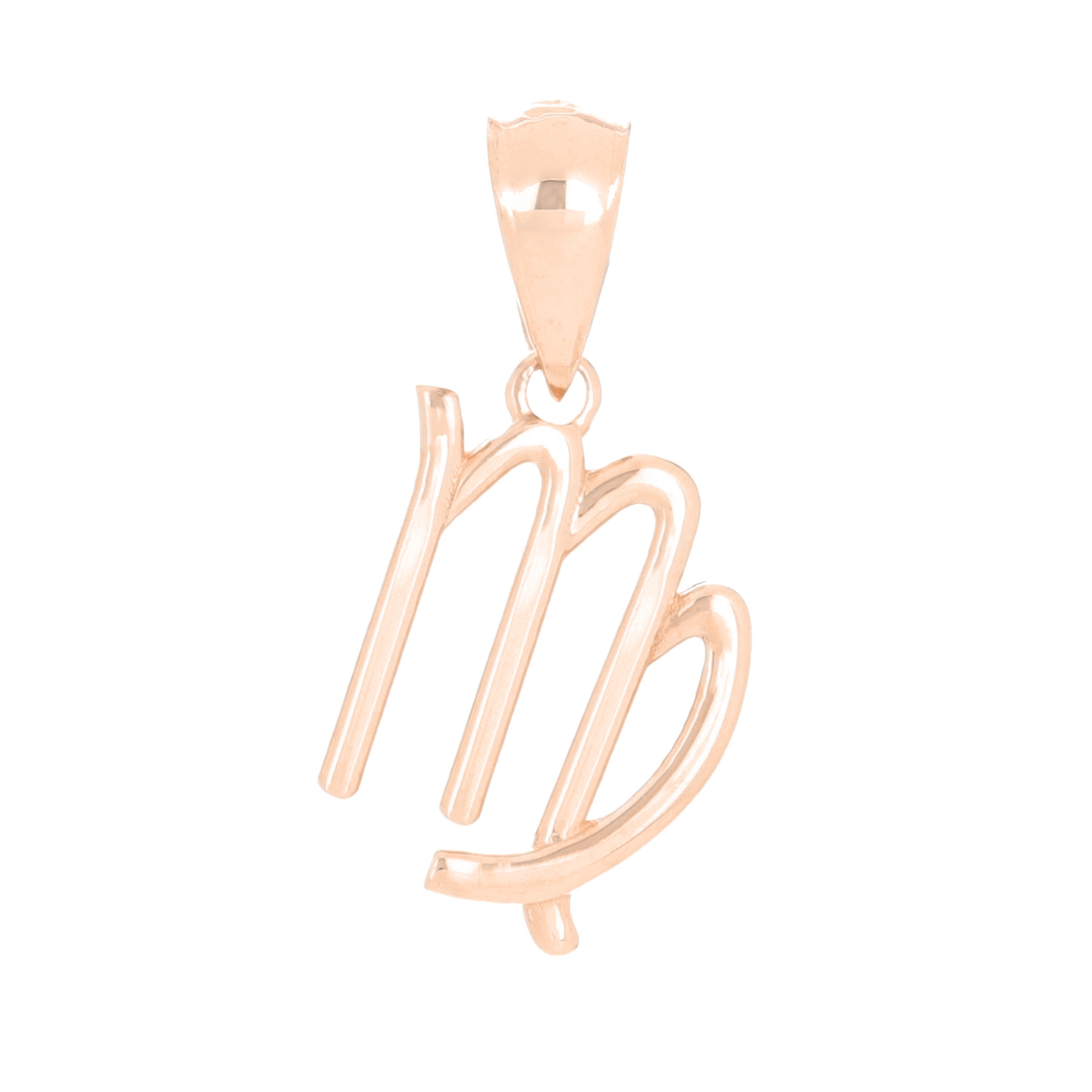 14k Rose Gold Virgo Zodiac Sign Charm Pendant - Virgo,Rose