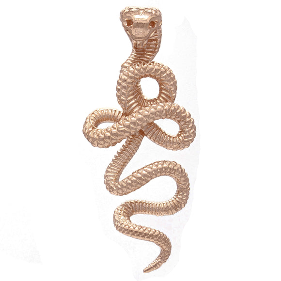 14k Rose Gold Detailed 3D Cobra Snake Charm Pendant 2
