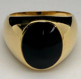 Men's 14k Yellow Gold Oval Black Onyx Ring Size 10 11grams