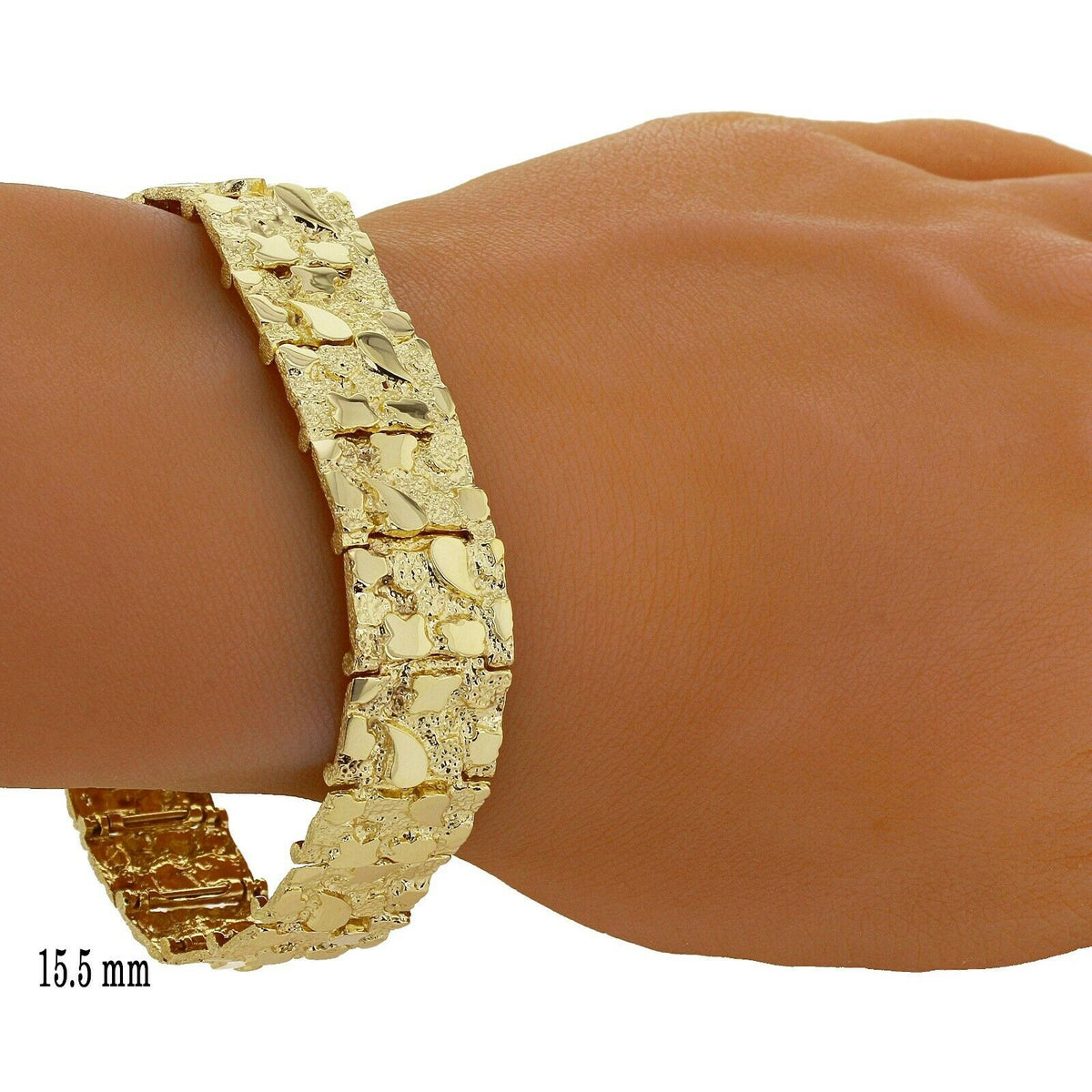 14k Yellow Gold Nugget Bracelet Adjustable 7.5