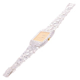 925 Sterling Silver Nugget Link Wrist Watch Geneve Bracelet 7-7.5" 44 grams