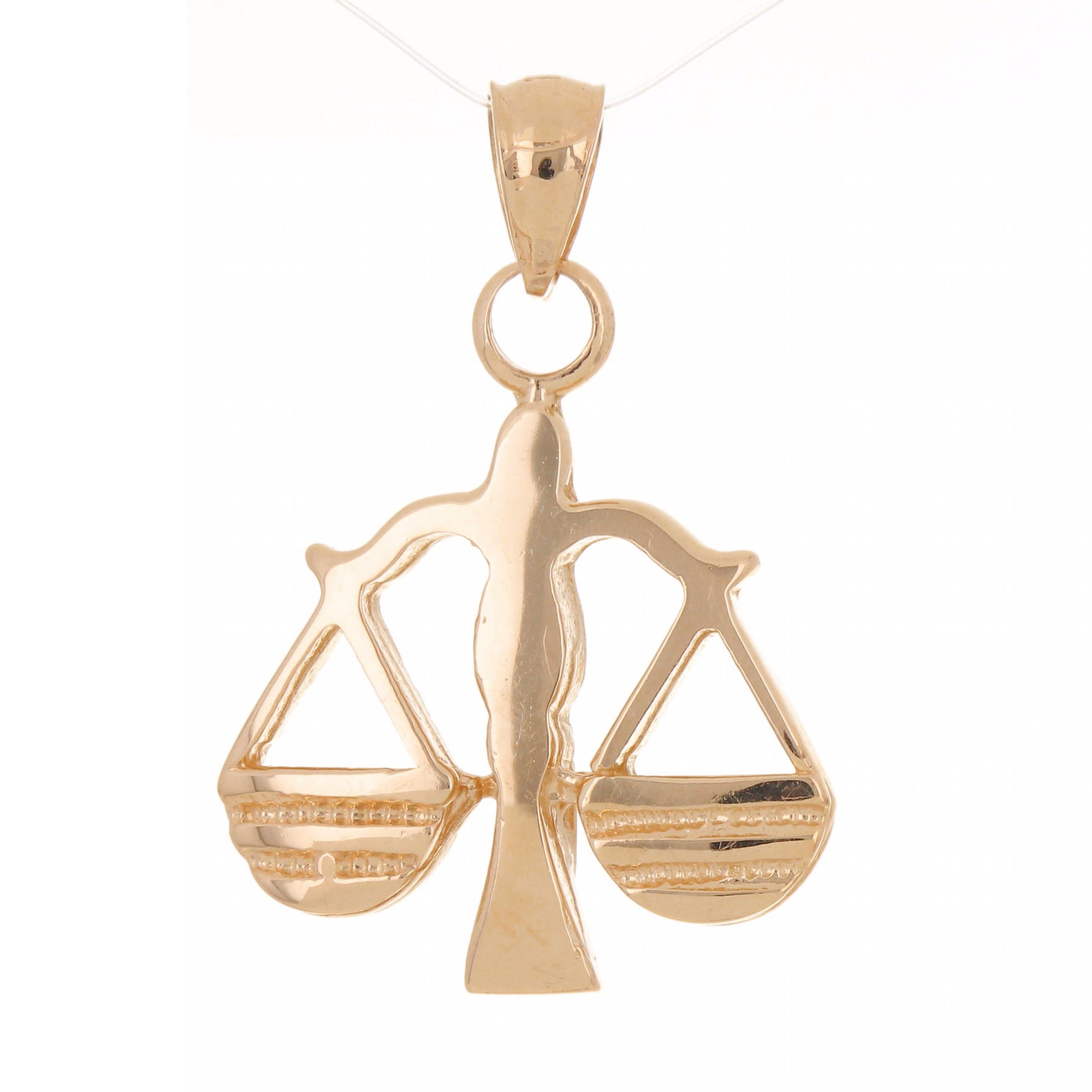 14k Rose Gold Scales of Justice Libra Zodiac Sign Charm Pendant 1" 3.7 grams - Rose