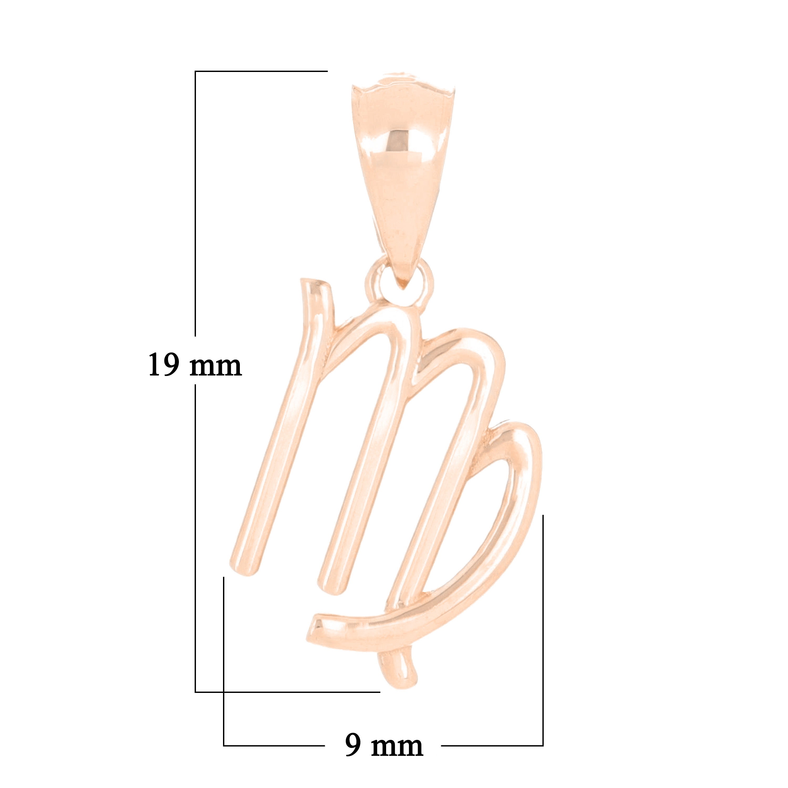 14k Rose Gold Virgo Zodiac Sign Charm Pendant - Virgo,Rose