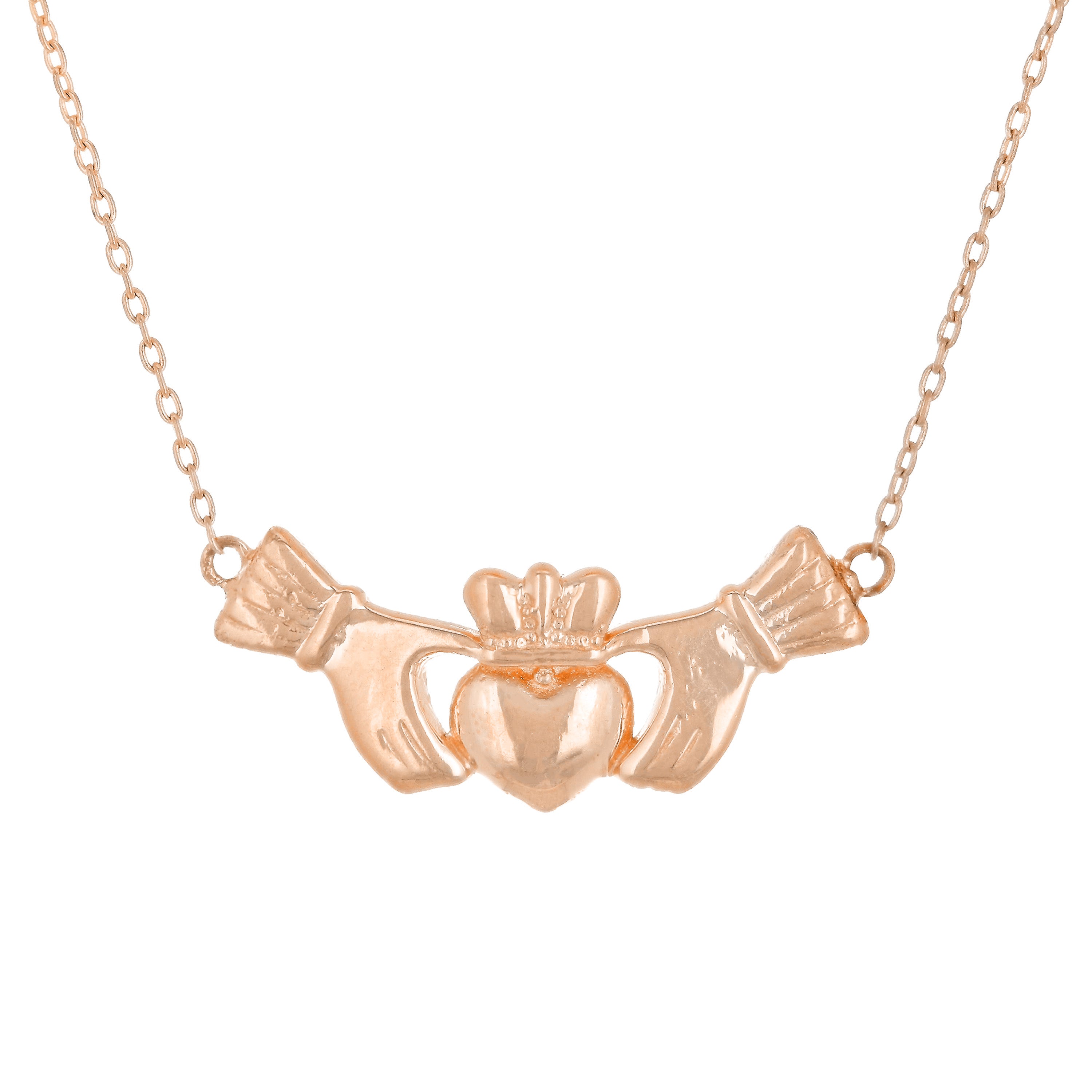 14k Rose Gold Irish Claddagh Pendant Necklace 20" 3.1 grams - Rose
