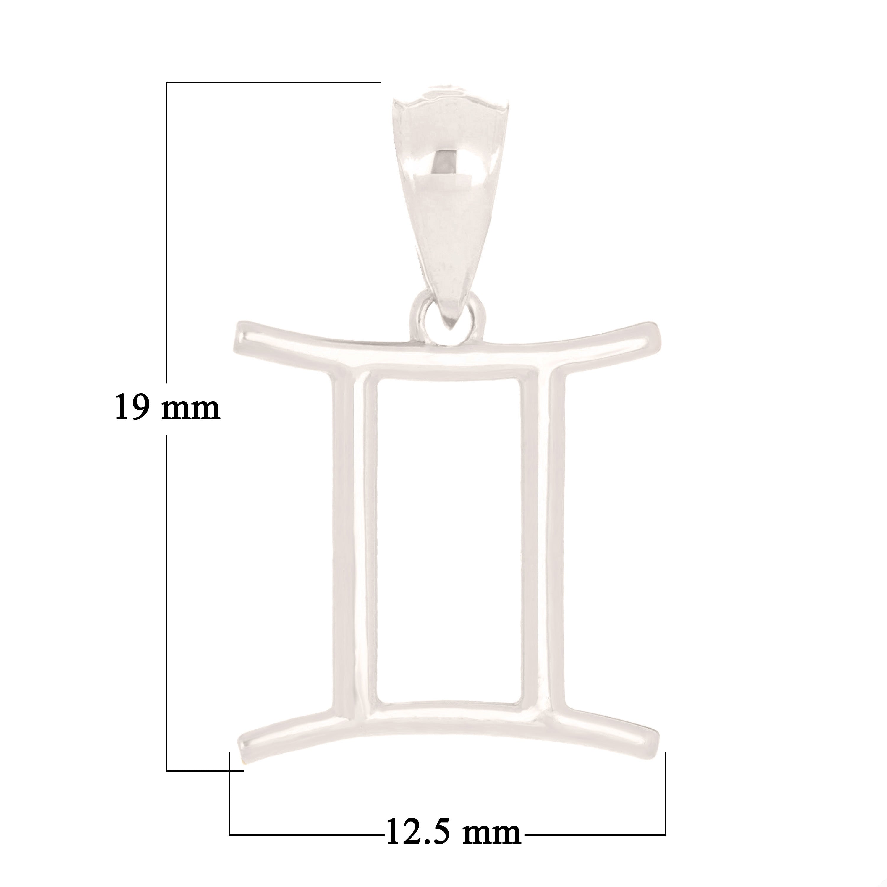 14k White Gold Gemini Zodiac Sign Charm Pendant - Gemini,White