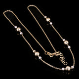 Italian 14k Two Tone Gold Polished Bead Station Necklace 17" 3mm & 5mm 2.5 grams