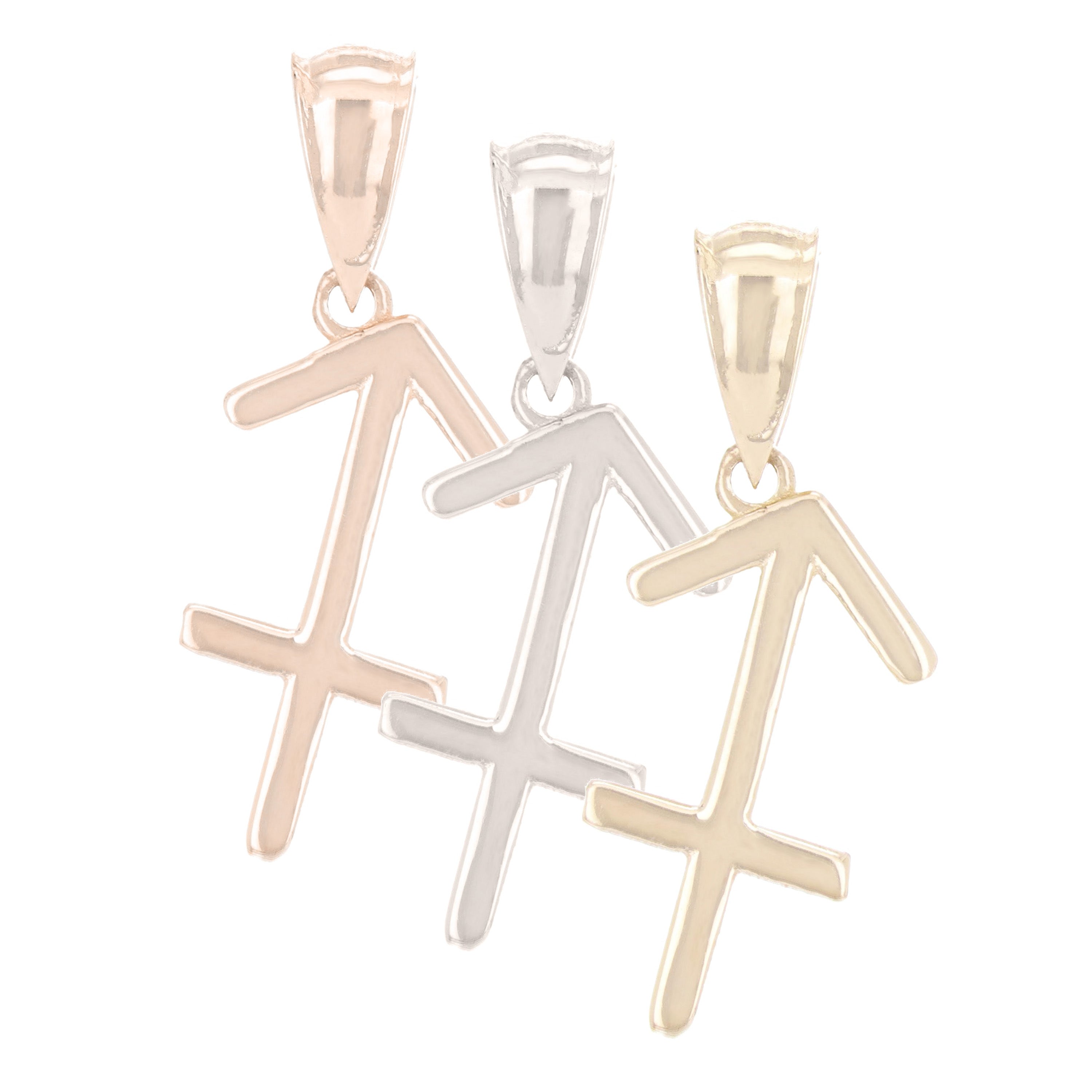 14k White Gold Sagittarius Zodiac Sign Charm Pendant - Sagittarius,White