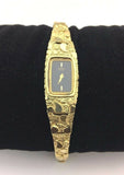 14k Yellow Gold Nugget Wrist Watch Link Band with Seiko Watch 6.5"-7" 22.2 grams