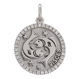 14k White Gold  Diamond Zodiac Sign Pisces Pendant - Pisces,White