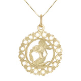 14k Yellow Gold Zodiac Sign Aquarius Pendant Necklace 18" - Aquarius,Yellow