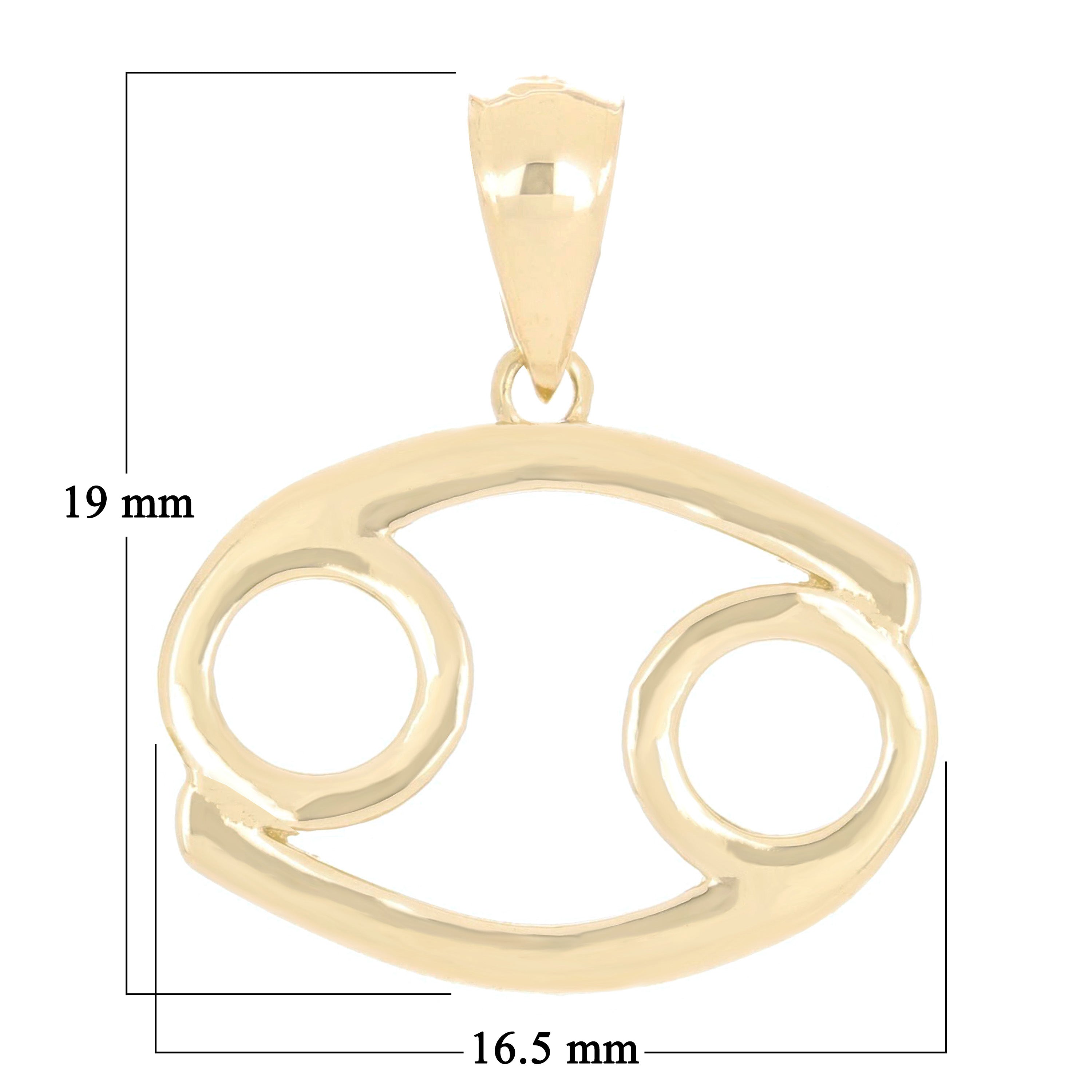 14k Yellow Gold Cancer Zodiac Sign Charm Pendant - Cancer,Yellow