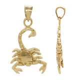 14k Yellow Gold Scorpio Zodiac Sign Scorpion Charm Pendant 1.2" 3.3 grams - Yellow