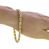 14k Yellow Gold Solid Square Byzantine Bracelet 7" 4.7mm 20.5 grams - Yellow,7"