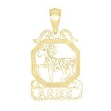 14k Yellow Gold Diamond Zodiac Sign Aries Pendant - Aries,Yellow