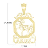 14k Yellow Gold Diamond Zodiac Sign Aries Pendant - Aries,Yellow