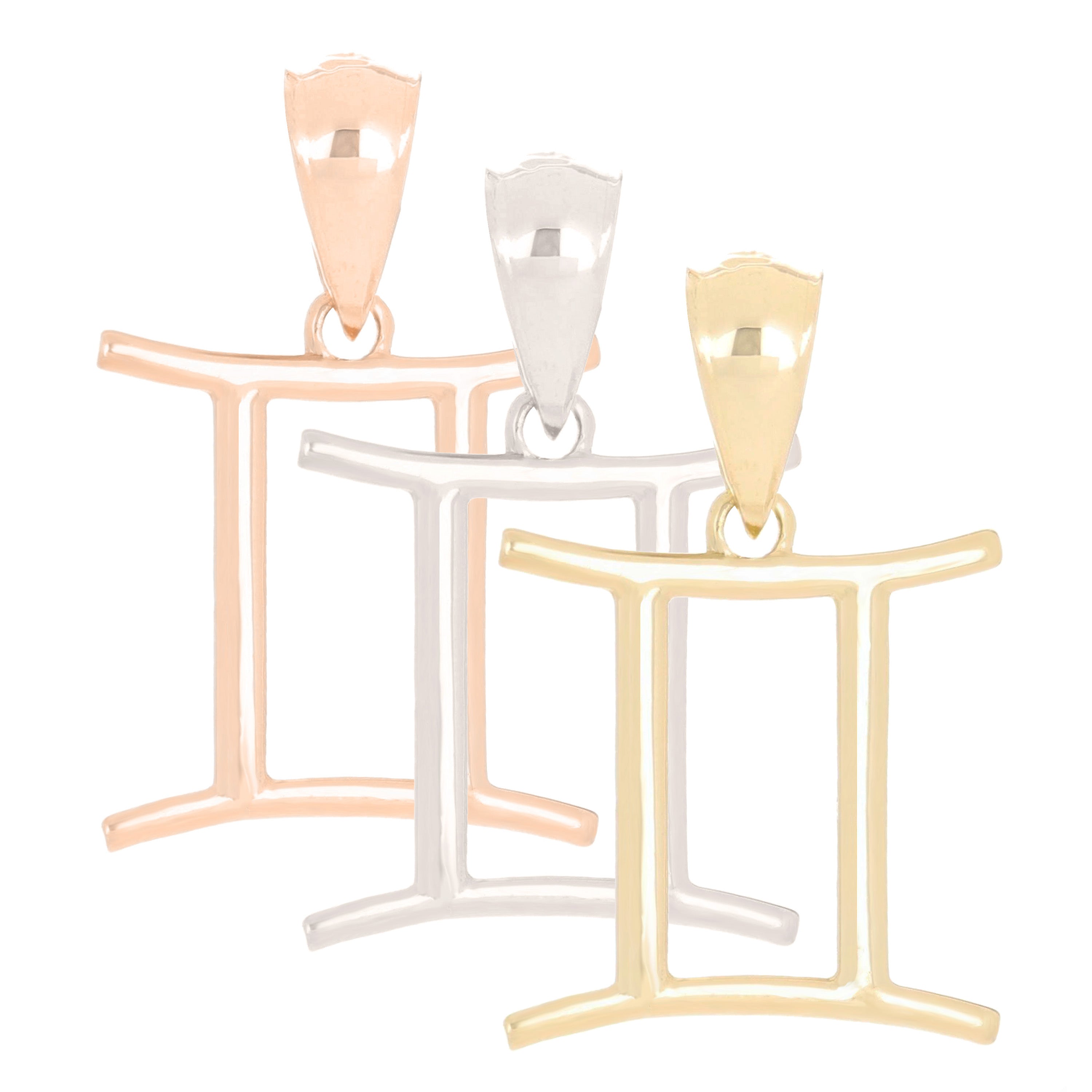 14k Rose Gold Gemini Zodiac Sign Charm Pendant - Gemini,Rose