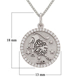 14k White Gold Diamond Zodiac Sign Leo Pendant Necklace 18" - Leo,White