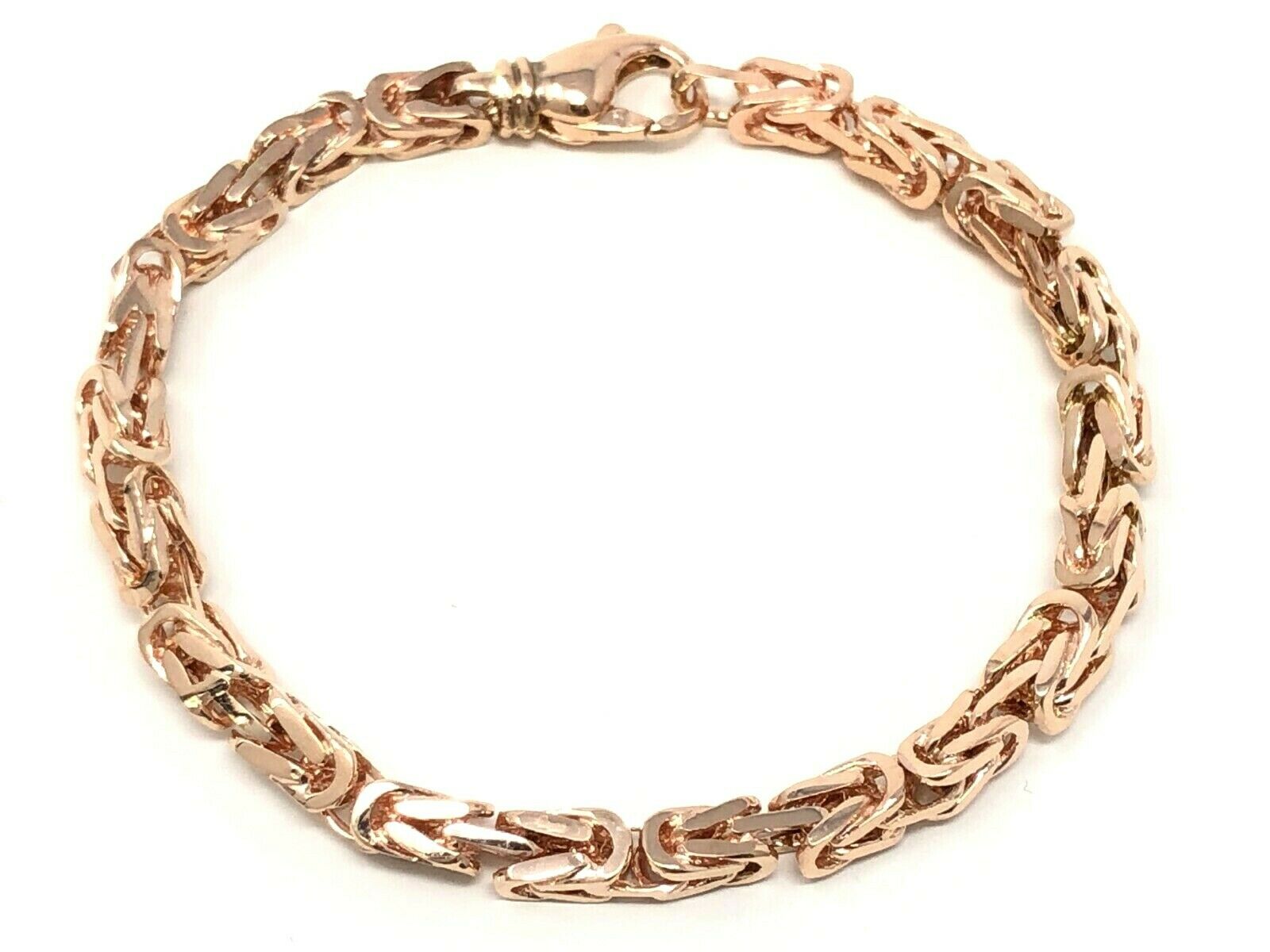 14k Rose Gold Solid Square Byzantine Bracelet Link Chain 7.5" 4.7mm 22 grams - Rose,7.5"
