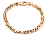 14k Rose Gold Solid Square Byzantine Bracelet Link Chain 7.5" 4.7mm 22 grams - Rose,7.5"
