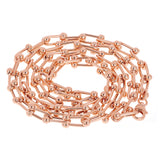 Italian 14k Rose Gold Solid U Shape Hardwear Link Necklace 18" 5mm 13.8 grams - Rose 5mm 18" 13.8 grams