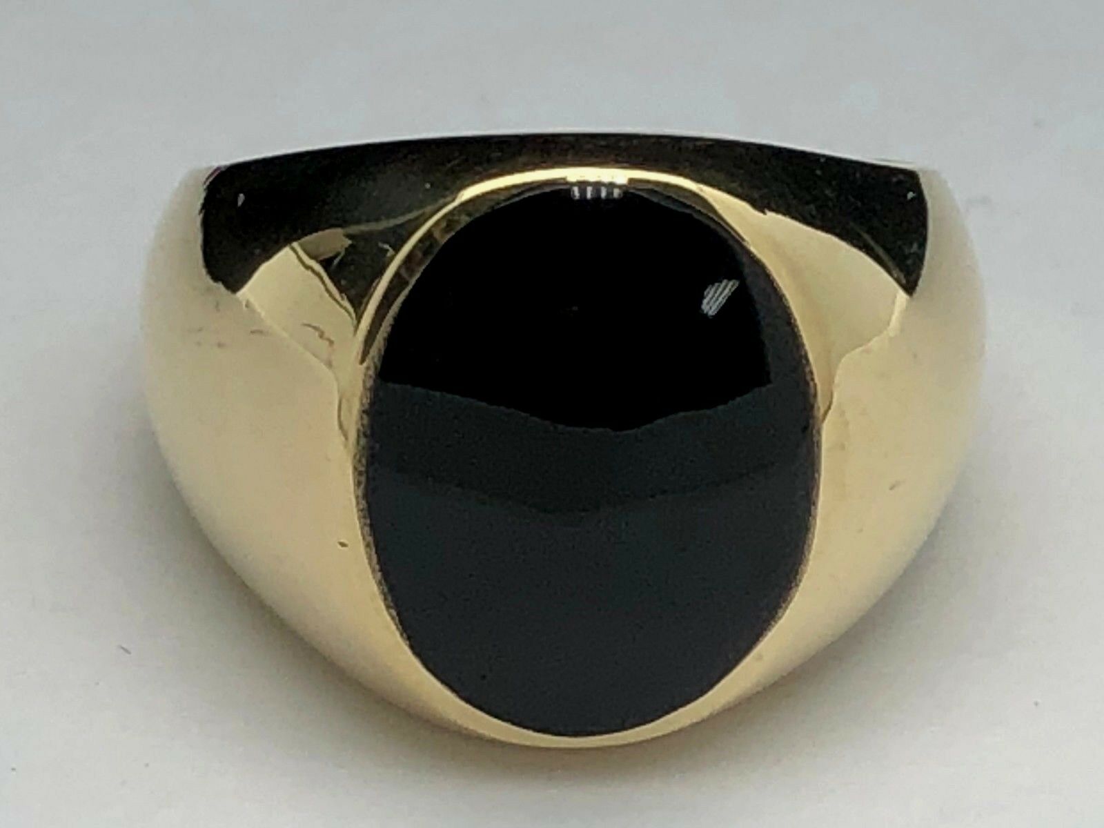 Men's 14k Yellow Gold Oval Black Onyx Ring Size 10 11grams