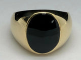 Men's 14k Yellow Gold Oval Black Onyx Ring Size 10 11grams
