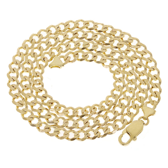 10k Yellow Gold Cuban Yellow Pave Link Chain Necklace 22